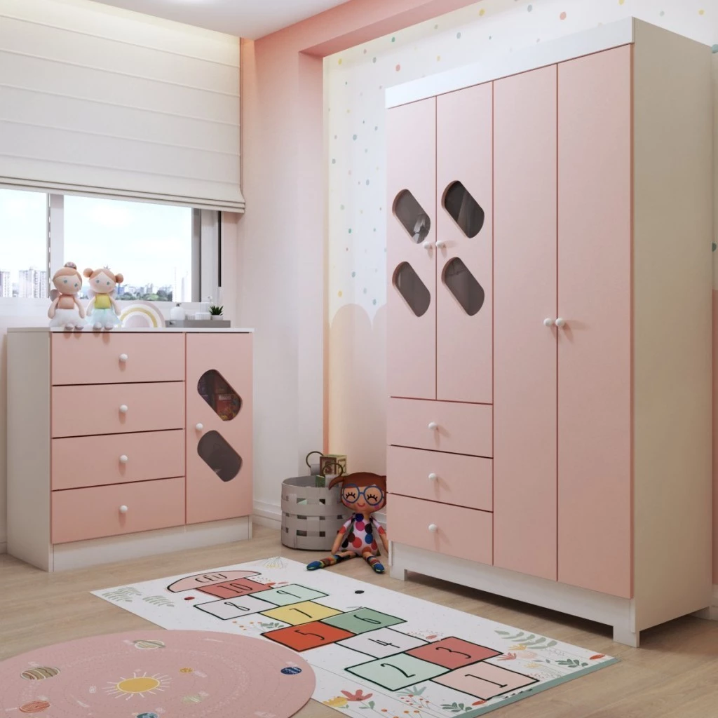 Quarto Infantil Completo Escotilha 5 Portas 7 Gavetas