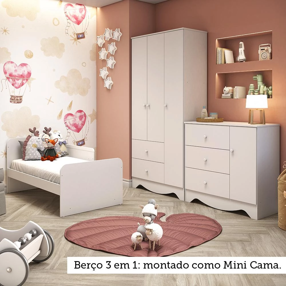 Quarto Infantil Completo Guarda Roupa Cômoda Berço Ben